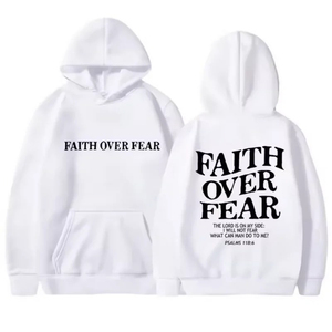 Sudadera con Capucha para Hombre OEM Faith Over Fear, 100% Algodón Tejido, Corte Regular, Informal, con Bolsillo, Impresión Serigráfica, para Otoño - Product Image 5