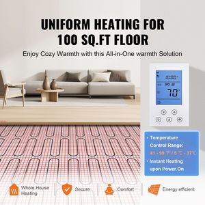 100 mq. Sistema di Riscaldamento Elettrico a Pavimento Radiante con Termostato Digitale e Tecnologia di Rilevamento (110-120V) - Product Image 1