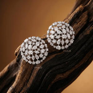 Pendientes de Diamantes Cultivados en Laboratorio, Oro Blanco, Diseño Floral Redondo, Joyería Fina de Lujo, Elegante Regalo para Mujer - Product Image 4