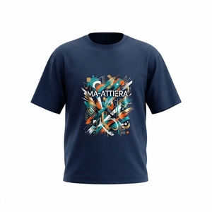 T-shirt pour homme bleu marine à imprimé graphique abstrait, col rond, manches courtes, coupe décontractée, streetwear décontracté - Product Image 3