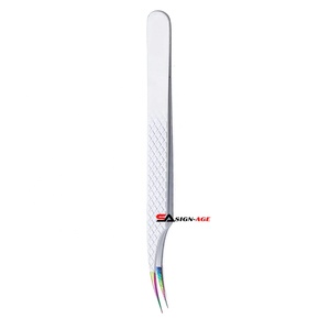 Pinzas de extensión de pestañas con agarre de diamante blanco de alta calificación Curved Multi Tip Acero inoxidable Mega Volume Lash Beauty Punta puntiaguda - Product Image 3