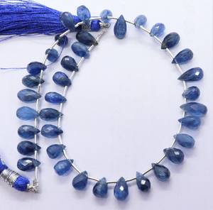 AAA Natural <b>Blue</b> Kyanite Faceted Teardrop Shape <b>Beads</b> Necklace 5x7-5x9MM Kyanite Gemstone <b>Beads</b> 9 Inch Drop Shape Kyanite <b>Beads</b> - Product Image 2