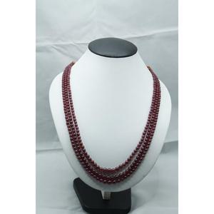 <b>Ruby</b> Round Beads 3 Strand <b>Necklace</b> Stone Jewelry For <b>Necklace</b> Making - Product Image 1