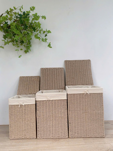 Panier de rangement pour vêtements en bambou éco-responsable, fabrication artisanale, multifonctionnel, avec couvercle, design simple, 4-5L, vente en gros LTL - Product Image 3