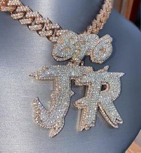 จี้ห้อยคอฮิปฮอปเงินแท้ 925 ประดับเพชรโมอิสซาไนต์ทรงกลมเจียระไนแบบบริลเลียนท์ สลักอักษรย่อตามสั่ง ของขวัญสำหรับผู้ชายและผู้หญิง - Product Image 4