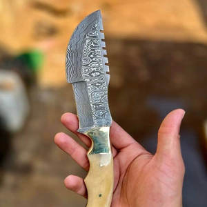 Couteaux de chasse Damas faits main de qualité supérieure, manche en os OEM, dureté 56HRC, garantie 3 ans, vente en gros - Product Image 4