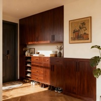 Diseño Gratuito de un Zapatero Moderno de Gran Capacidad, Ecológico y de Estilo Madera para Muebles de Sala de Estar en Apartamentos y Escuelas