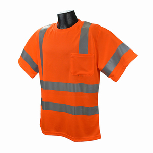 Camisa de Trabajo Transpirable de Manga Corta con Cuello Alto Reflectante Naranja para Hombre, Ropa de Trabajo Informal de Verano, 100% Poliéster - Product Image 4