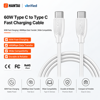 Câble de charge rapide Type C vers Type C 60W, cordon de transfert de données rapide, tablettes et appareils USB-C, iOS iPhone et Samsung S24 Ultra