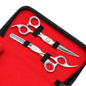 Professional Hair Salon Scissors Set With Thinning <b>Shears</b> And Combs Red Case Stainless Steel Blades Right Handed <b>Long</b> <b>Handle</b> - Product Image 5