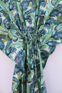 Robe Kaftan d'été décontractée en coton à imprimé floral tropical sans manches, paréo de plage pour femme, vêtement de détente Naaz Textile - Product Image 5