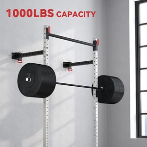 Adjustable White Power <b>Rack</b> Wall Mounted with Pull-Up Bar 1000 Pounds Capacity Folding Squat <b>Bench</b> - Product Image 6