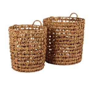 Panier en jacinthe d'eau, lot de 2, fait main, panier de rangement, vente en gros, écologique, fabriqué au Vietnam - Product Image 1