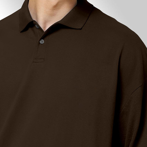 Customize Men's Brown <b>Half</b> Sleeve for <b>Shirt</b> 100% Cotton Pique Regular Fit Casual <b>Button</b> Solid Color Knitted Fabric 240g Front - Product Image 4