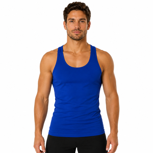 High Elastic Solid Color <b>Men</b> Tank Top Sleeveless Athletic Shirt Breathable Plain Slim Fit 100% Cotton O-Neck Summer <b>Singlet</b> - Product Image 1