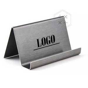 Porte-cartes de visite minimaliste en aluminium, 4 pouces, or rose, support d'affichage de logo - Product Image 5