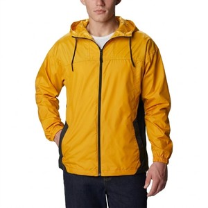 Direct Factory Supply <b>Men</b> Solid Yellow Hooded Windbreaker <b>Jacket</b> Lightweight Waterproof Breathable Zip Up Outdoor <b>Running</b> Sports - Product Image 5