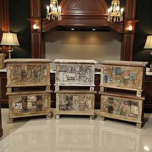 La Mejor Colección de Arte del Himalaya, Baúl Vintage Hecho a Mano de Madera Maciza con 2 Compartimentos, Decoración Combinable, Garantía de 10 Años, MOQ 1 Contenedor - Product Image 1