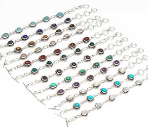 Lot de bracelets en cristal plaqué argent, assortiment de pierres précieuses multicolores naturelles, faits à la main, pour femmes - Product Image 3