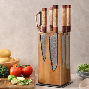 Bloc à couteaux magnétique en bois écologique, 7 pièces, support pour couteaux pour comptoir de cuisine, organisateur de couverts rotatif à 360 degrés - Product Image 2
