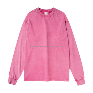 เสื้อยืดผู้ชายผ้าฝ้ายแขนยาวซักด้วยกรดเสื้อคอกลมออกแบบได้100% - Product Image 5