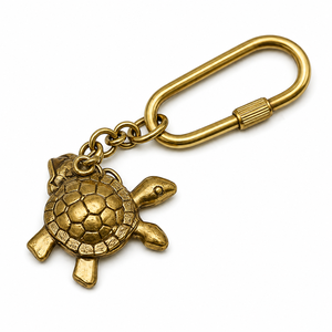 Porte-clés vintage en laiton tortue marine, accessoire de collection nautique, cadeau océanique - Product Image 1