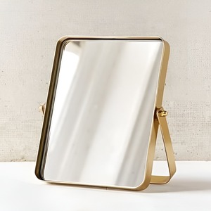Light Luxury Senior Gold Iron+Glass Chrome Finish Double Sided <b>Square</b> Desktop Cosmetic <b>Mirror</b> Personalized Magnifying Feature - Product Image 2