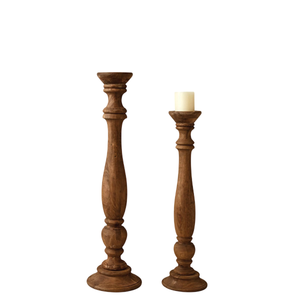 Support de bougie élégant en bois, forme colonne, décoration d'intérieur, porte-bougie conique fait main pour mariage et éclairage de Noël - Product Image 1