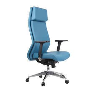 Chaise de bureau de direction en cuir premium Selgio, dossier haut, accoudoirs réglables, base pivotante en aluminium, mobilier de bureau - Product Image 2