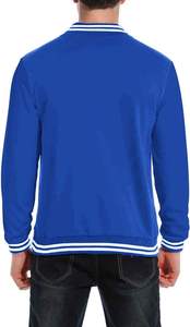 เสื้อแจ็คเก็ตวาร์ซิตี้สีน้ำเงินรอยัลสำหรับผู้ชาย แต่งขอบสีขาว ติดกระดุมด้านหน้า สวมใส่สบายๆ ในฤดูใบไม้ร่วง ทรงปกติ - Product Image 2