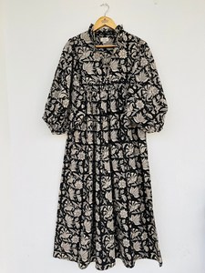 Pur coton indien bloc imprimé femmes filles imprimé Maxi robe à la mode décontracté été soirée robe de soirée bouton longue coupe - Product Image 6