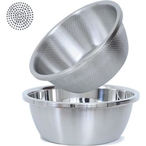 Ciotola di Alta Qualità in Acciaio Inox 304 da 2QT con Filtro Microporoso per Lavare Verdure, Frutta e Riso - Product Image 1