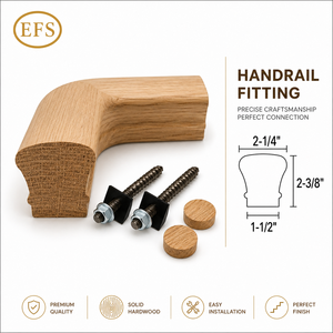EFS Raccord de main courante en bois massif chêne rouge 2-1/4 po x 2-3/8 po, pièce d'escalier à quart de tour, installation facile, style contemporain - Product Image 1