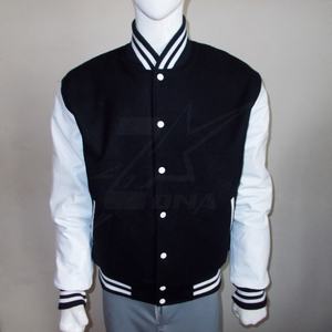 แจ็กเก็ตเบสบอลสำหรับผู้ชายผ้าฝ้ายหนังแกะสไตล์วินเทจสำหรับฤดูหนาวโลโก้ขนาดพิเศษ - Product Image 1