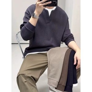 <b>Men's</b> High-End <b>Base</b> <b>Layer</b> Shirt Top Simple Two-Piece Design New Spring Hoodie & Sweatshirt - Product Image 6