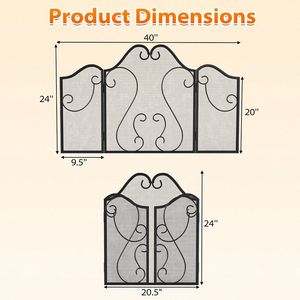 ฉากกั้นเตาผิงแบบม้วน 3 แผง สำหรับตกแต่ง ป้องกันประกายไฟ พับเก็บได้ เป็นส่วนหนึ่งของอุปกรณ์เตาผิง - Product Image 4