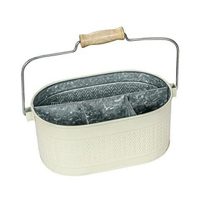 Galvanized Metal Farmhouse Storage Tray Rustic Storage Caddy Storage Silverware Utensil Organizer Holder Caddy - Product Image 6