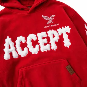 Sudadera con Capucha Personalizada en Color Rojo Cereza, con Estampado de Llamas en Relieve 3D, de Forro Polar - Product Image 6