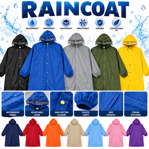 Hooded Teal EVA <b>Waterproof</b> Lightweight for Long Sleeve Universal Adult Hiking Outdoor Camping RAINWEAR - Product Image 5