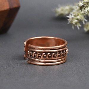 Awesome Handmade Tricolor Copper Ring – Adjustable Mixed Metal <b>Braided</b> Band Modern Unisex Finger <b>Accessory</b> - Product Image 5