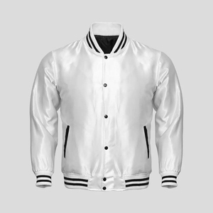 Chaquetas Varsity de Seda Satinada Impermeables de Alta Calidad, Unisex, Última Moda, Tallas Grandes, Precio Económico al por Mayor, Color Negro Liso - Product Image 4