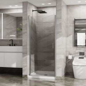 Porta Doccia Scorrevole Goodyo 34"x72" in Vetro Temperato, Spessore 1/4 di Pollice, Finitura Cromata, Design Semi Senza Telaio con Perno Girevole - Product Image 2