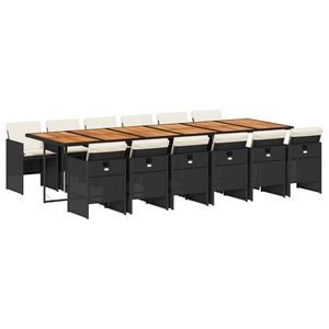 Set da Pranzo da Giardino in Rattan Nero con Tavolo in Teak per 10 Persone, Design Contemporaneo, Telaio in Acciaio Resistente alle Intemperie - Product Image 4