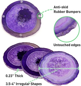 Dessous de verre en Agate de couleur violette, 6 pièces, verres, pour Bar, Table basse, décor de la maison, cadeau - Product Image 5