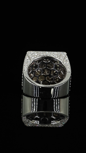 <b>Initial</b> Signet <b>Ring</b> 925 Silver VVS Round Brilliant Cut Moissanite Diamond <b>Ring</b> For Men's Party Wear - Product Image 2