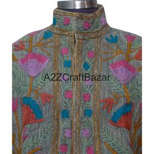 Chaqueta Ecológica Bordada a Mano con Diseño Floral, de Algodón de Secado Rápido y Transpirable, Cuello en V, Estilo Vintage Suzani, para Uso Casual en Invierno - Product Image 3