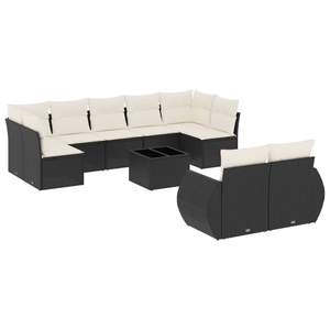 Conjunto de Sofás Modulares Grandes de Ratán Sintético Negro para Jardín, Muebles Modulares Elegantes para Exteriores - Product Image 2