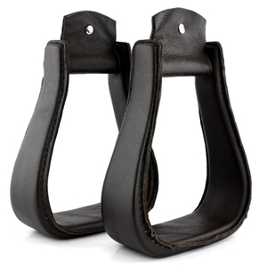 Estribos de Cuero Genuino Hechos a Mano para Montar a Caballo, Reposapiés Ecuestres, Estribos Duraderos de Primera Calidad para Montar a Caballo al Estilo Vaquero Occidental - Product Image 1