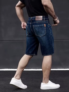 Summer Shorts <b>Jeans</b> <b>Men</b> Denim Pants Stretch Dark Blue Fashion Design <b>Men's</b> <b>Jeans</b> Slim Sum mer Cotton Breathable Lightweight - Product Image 2