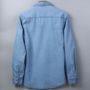 Chemises pour hommes en denim bleu Signature Fashion, manches longues, respirantes, en coton, coupe classique, décontractées - Product Image 6